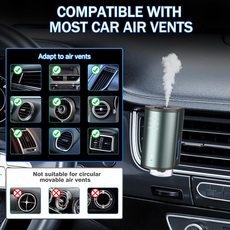 Smart Car Air Freshener with Three Adjustable Concentration Scent Levels, Portable Waterless Car Diffuser Air Freshener Car Aromatherapy Diffuser, 3*10ML Natural Perfume